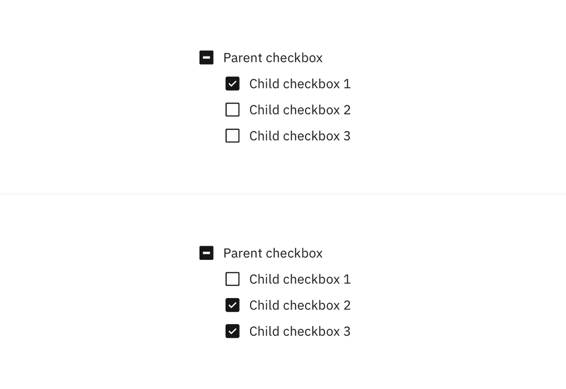 Checking and unchecking a child checkbox.